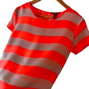 Salem Blouse- Bright Orange and Nude striped Top - size L